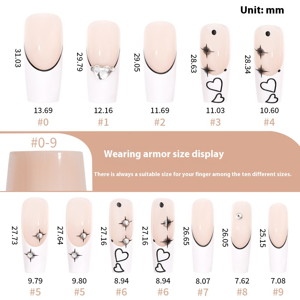 Press on nails fake nail patch extension nail Spice Girl medium rectangle removable 24 pieces with drill manicure