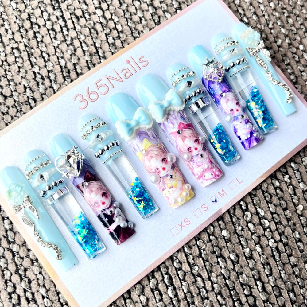 365nails: "Sweet Dream" – 3D Figure Art Handmade Coffin Nails-5.5cm