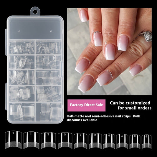 Nail Tips press on nails plate semi-matte transparent square semi-sticker light sticker nail art, 100 pieces without traces, boxed extended false nails