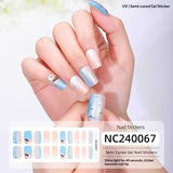 Semi-Cured Gel Nail Strips Sparkle Cat Eye Pearl Glossy Design (MOQ=3)