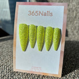 Neon Lime Press On Nails Fluorescent Green Micro Glitter Stiletto | Starry Glitter · Sparkling Series
