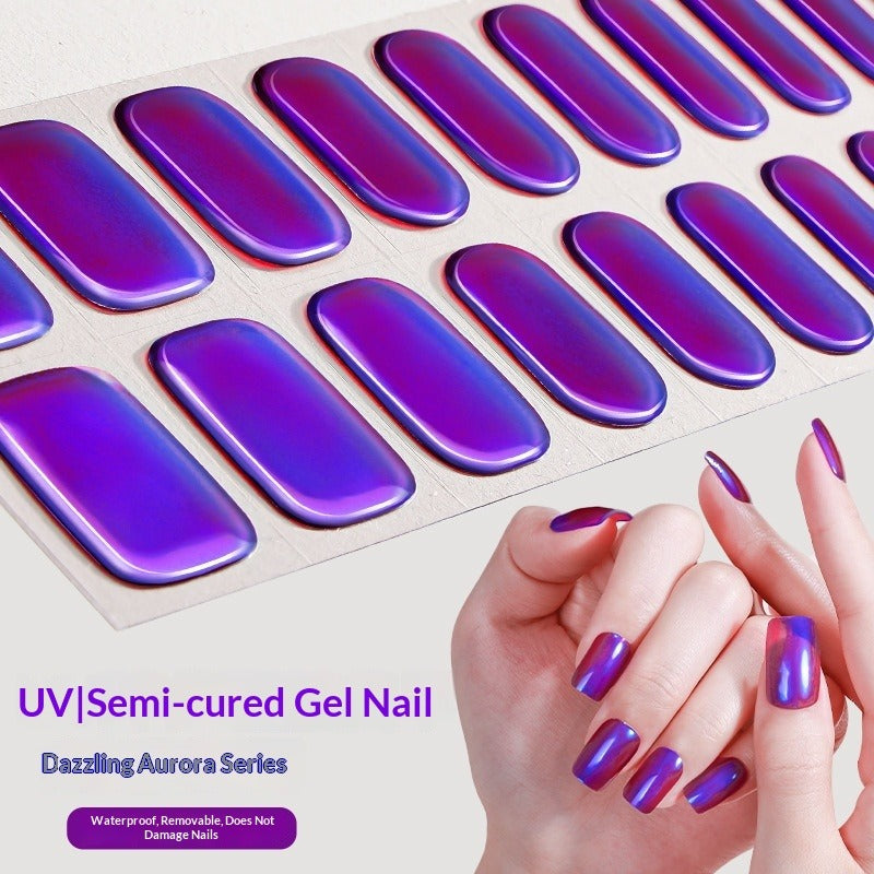 Semi-Cured Gel Nail Strips Aurora Chameleon Iridescent Glossy Set (MOQ=3)