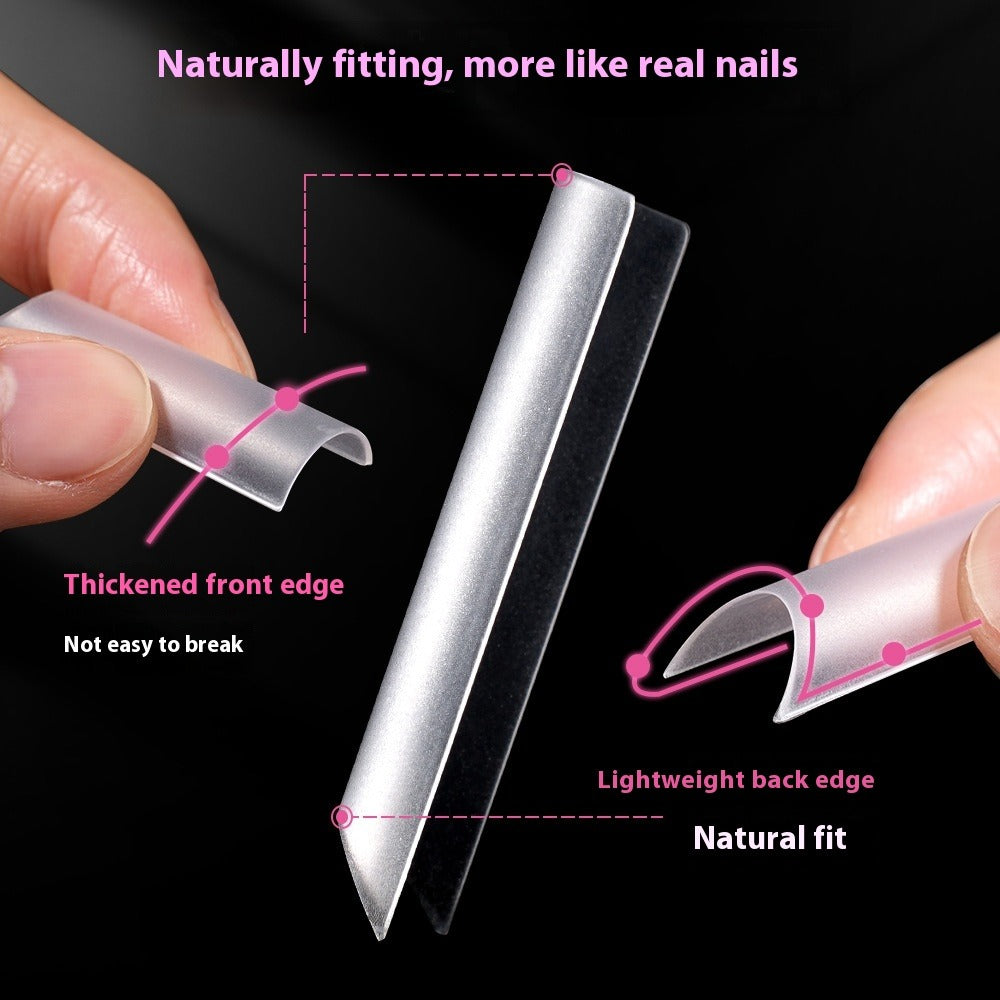 Nail Tips Nail matte, cut-free grinding, semi-sticker, long 240 pieces, boxed transparent water pipe nail patch, fake nail wholesale (MOQ=3)