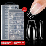 Nail Tips Nail pads for nail salons, transparent trapezoidal nail pads, ultra-thin and seamless nails 240 boxed nail pads