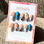 365nails: "Celestial Whimsy" – 3D Mixed Media Handmade Almond Nails