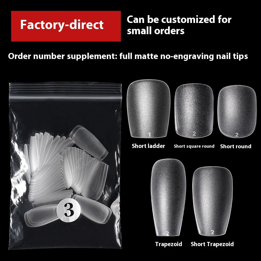 Nail Tips Single number, 50 pieces of matte nail pads, bagged trapezoidal short ladder, supplement number, transparent and seamless, no-abrasion patch, fake nail wholesale
