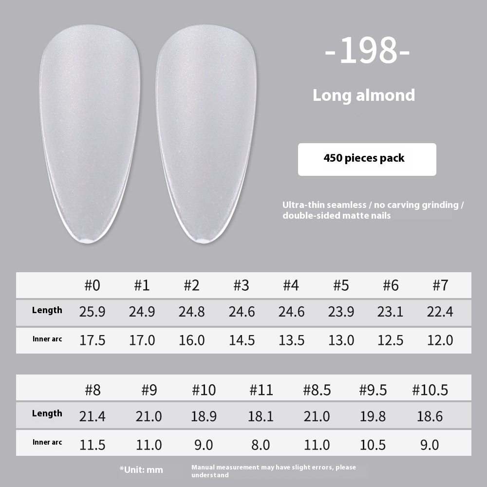 Nail Tips Amazon popular press on nails matte 450 almonds free of engraving ultra-thin and seamless patch manicure fake nails