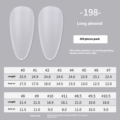 Nail Tips Amazon popular press on nails matte 450 almonds free of engraving ultra-thin and seamless patch manicure fake nails