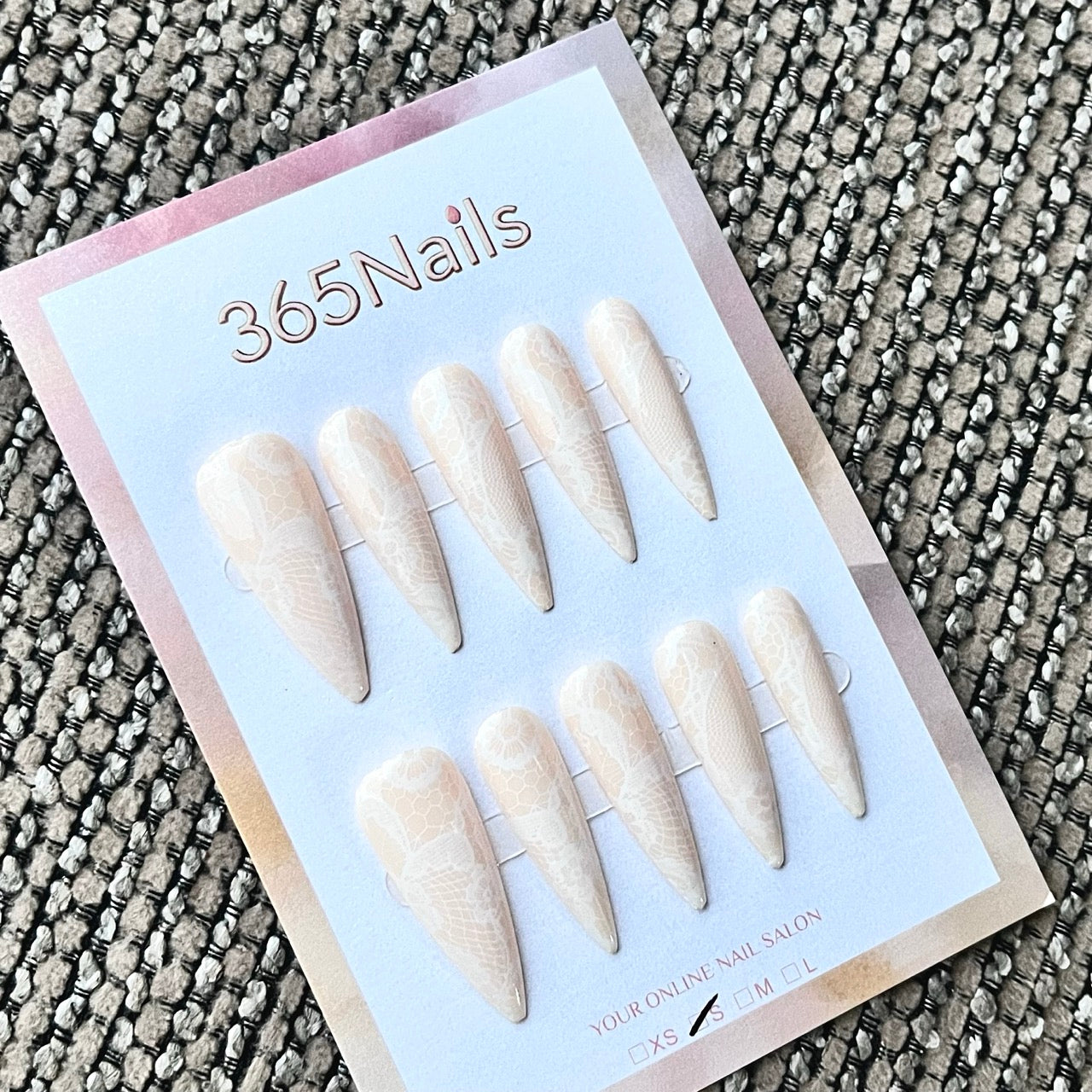 Nude Lace Almond Press-On Nails