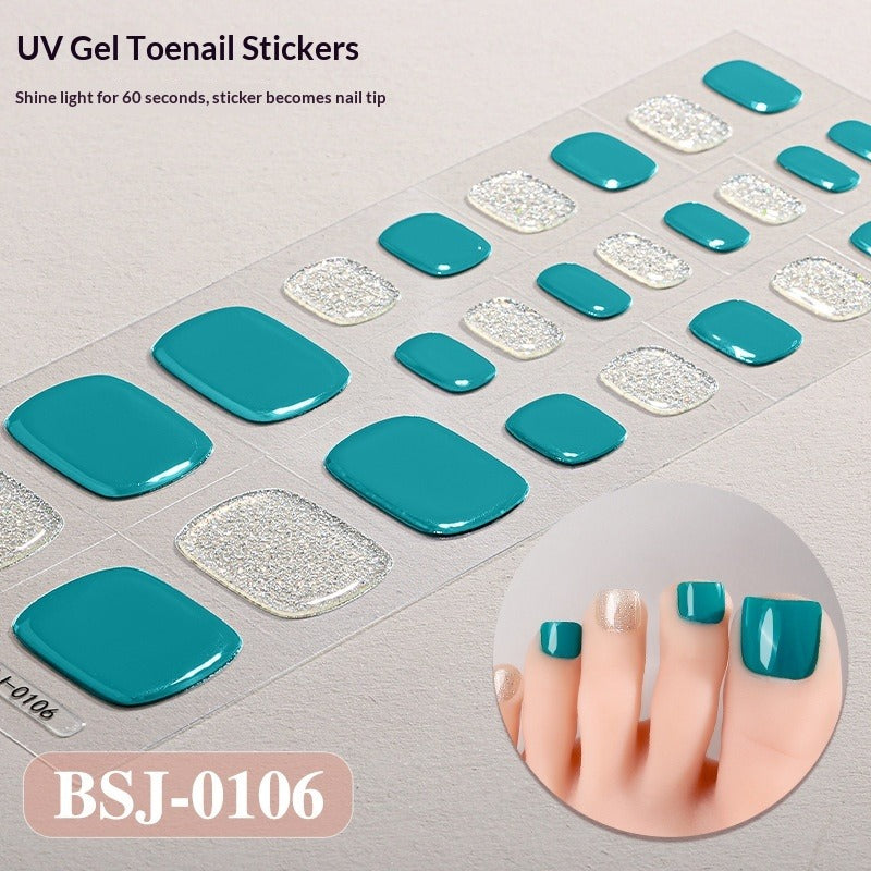Semi-Cured Gel Nail Strips Minimal Solid Color Glitter Mismatch Design (MOQ=3)