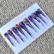 "Magenta Ombre & 3D Bow" - Precision Crafted Press-On Nails