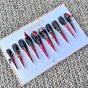 "Gothic Purple Cross & Gem" - Precision Crafted Press-On Nails