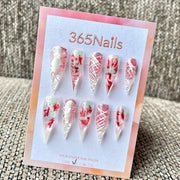 "Crimson Eye & Silver Spikes" - Precision Crafted Press-On Nails