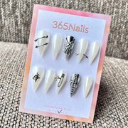 "Angelic Cyber Armor" - White Y2K Pierced Press-On Nails
