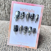 "Chrome Serpent Armor" - Heavy Metal Gothic Press-On Nails