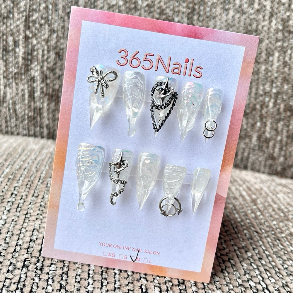 "Liquid Metal Fairy" - 3D Chrome Cyber Y2K Press-On Nails