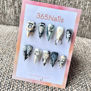 "Matte Gothic Calligraphy" - Pierced Streetwear Press-On Nails