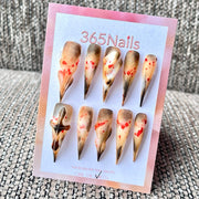 "Burnt Bone Splatter" - Matte Horror Grunge Press-On Nails