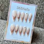 Nude Brown Marble Handmade Press-On Nails