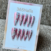 Pink Silver Graffiti Stripe Handmade Press-On Nails