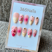 Pink Orchid Pearl Swirl Handmade Press-On Nails