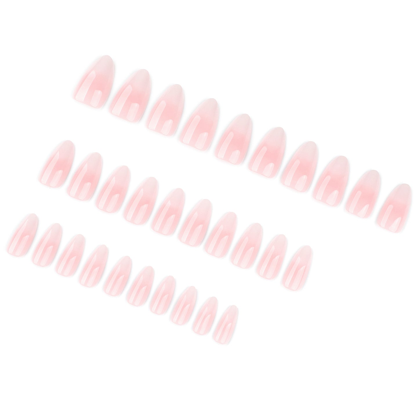 30 pcs simple French pink and white gradual change almond-shaped