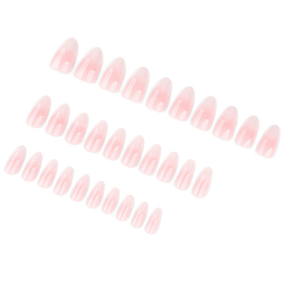 30 pcs simple French pink and white gradual change almond-shaped