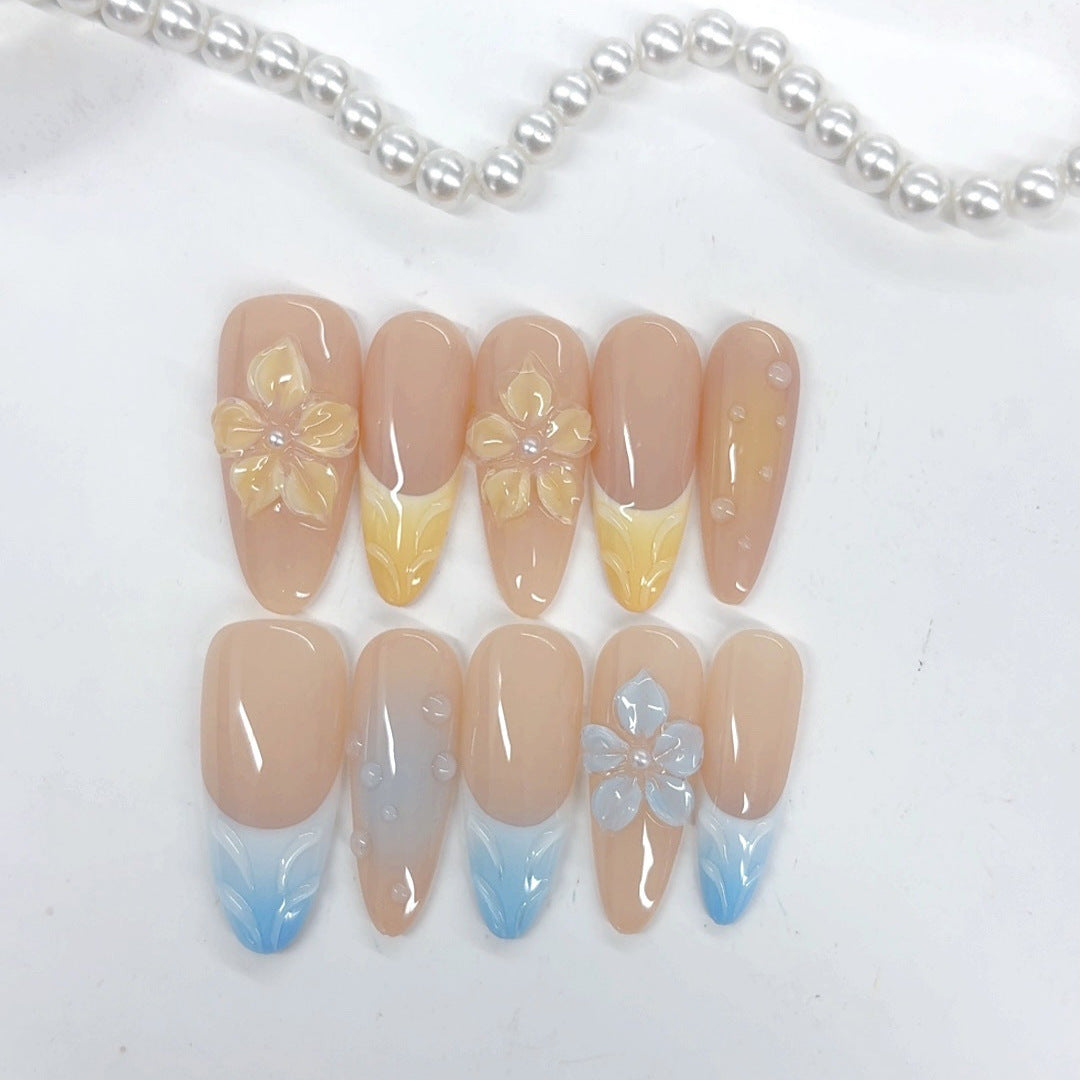 Dual Bloom: "Sun & Sea" – Almond Press-Ons