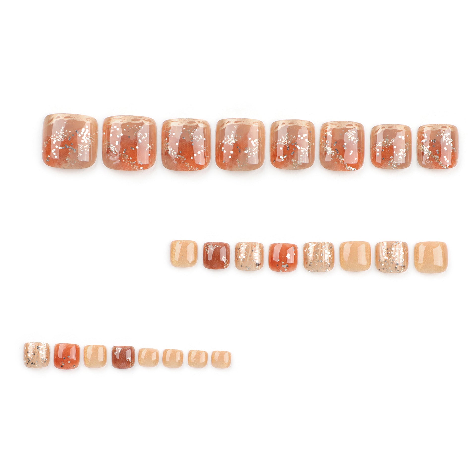 New  toenail caramel color white smudging  and foot manicure  finished product wholesale｜365nails