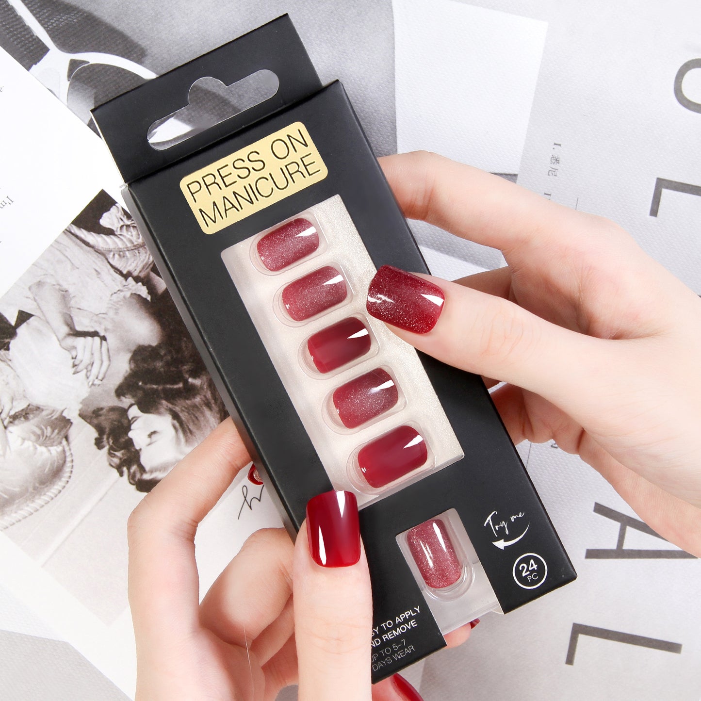 Starry Cat Eye Short Nail Set