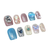 Colorful summer candy cute white fresh short nail patch cat eye flash pure handmade press on nails wholesale｜365nails