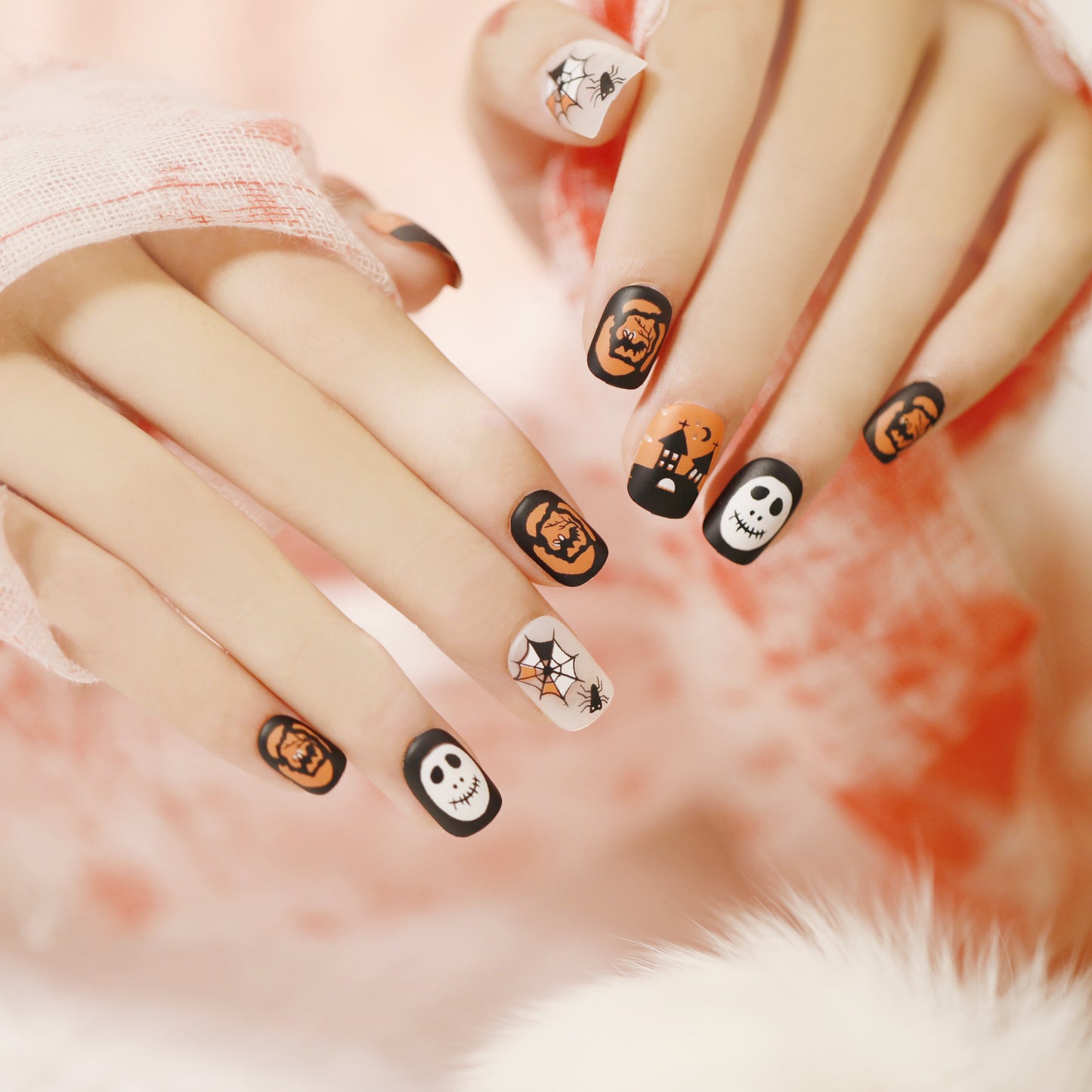 Halloween Wear Nail 3D Three-dimensional Nail Art False Nails  Spider Bat Nail Sheets Wholesale｜365nails