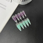 365nails: "Crystal Whisper" – 3D Chrome & Gradient Handmade Stiletto Nails