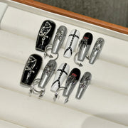 365nails: "Sweet Toon" – 3D Black Outline & Glitter Cat Eye Handmade Almond Nails
