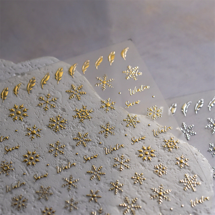 3D 金箔雪花：「冬季仙境」—5D 浮雕甲貼