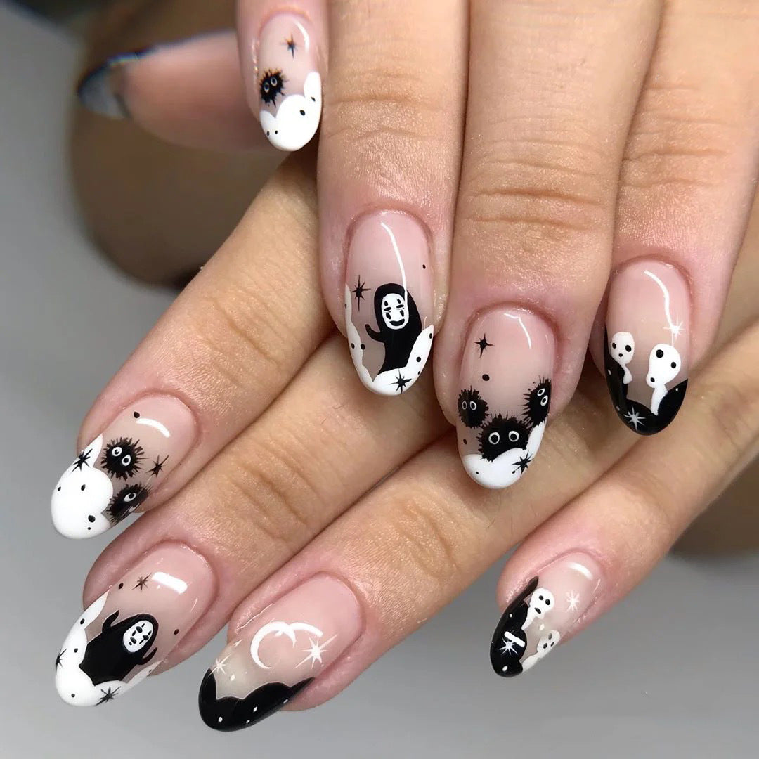 Halloween Round Nail Collection Press on nails Art Finished Products Press on Nails Fake Nails Nail Art Patches Nail Patches｜365nails