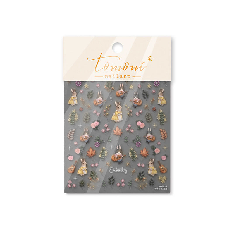 Oriental Mountain & Crane: "Serene Landscape" – 3D Embossed Nail Sticker