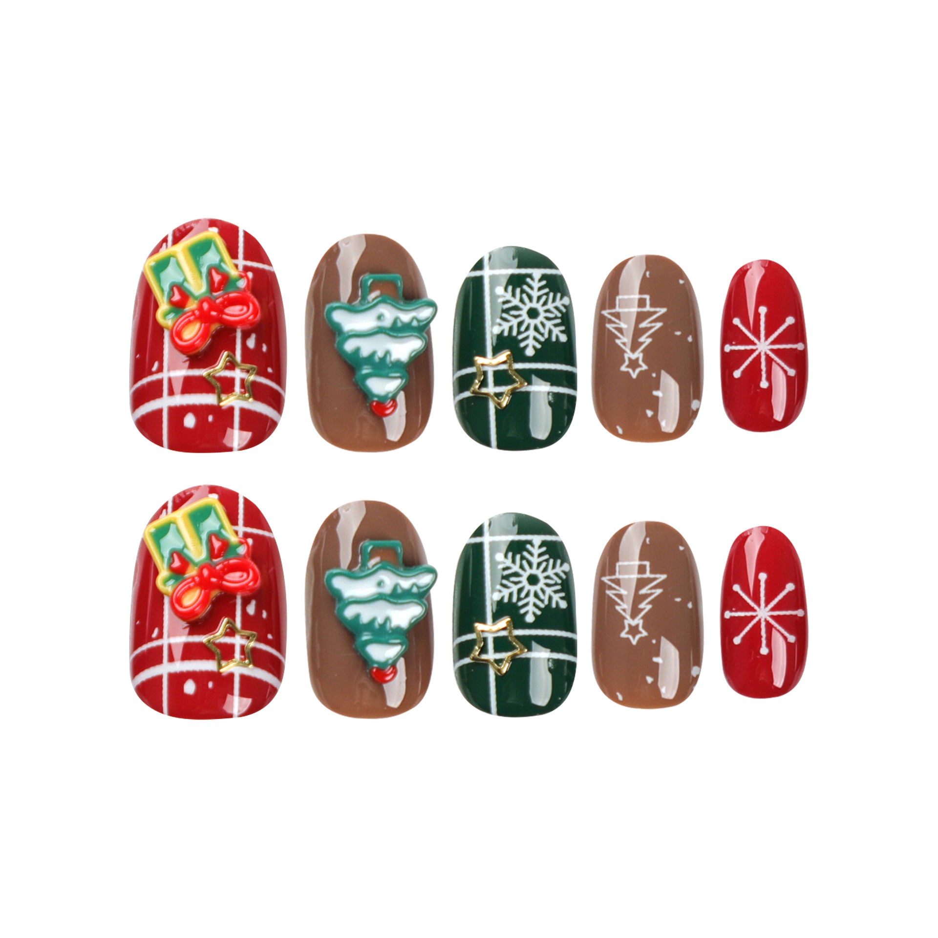 Unhas de Natal Arte Unhas Postiças Unhas de Pressão no Outono e Inverno Unhas Removíveis Arte Tabletes Unhas Adesivos Produtos Acabados Atacado｜365nails