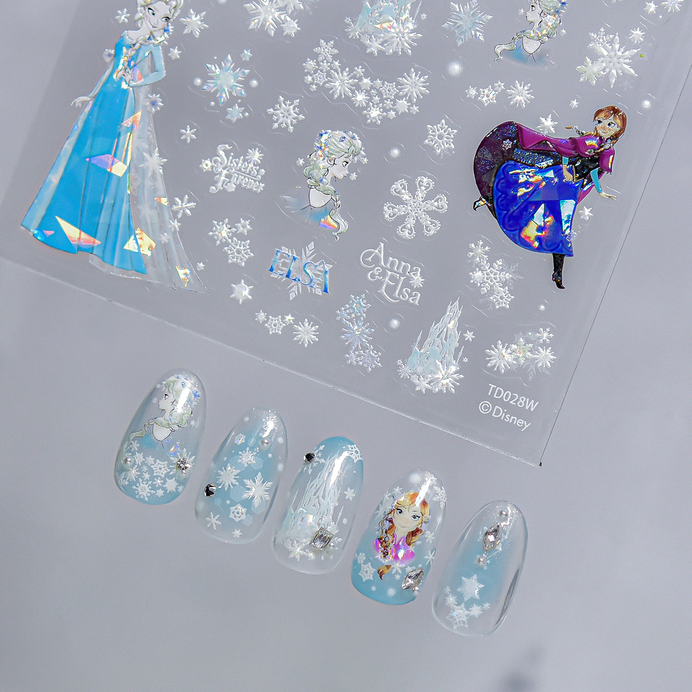 365nails: "Conjunto em Relevo Frozen Elsa & Anna" – Adesivos para Unhas