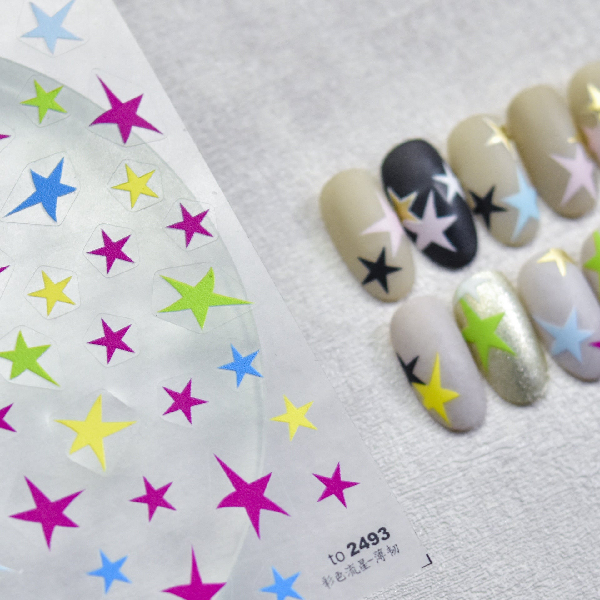 365nails: "Pastel Blue Pink Star Gradient" – nail art stickers