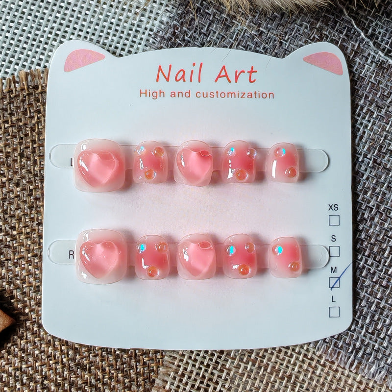 365nails Pink Heart 兒童系列：「閃耀粉戀」— 兒童短款方形美甲