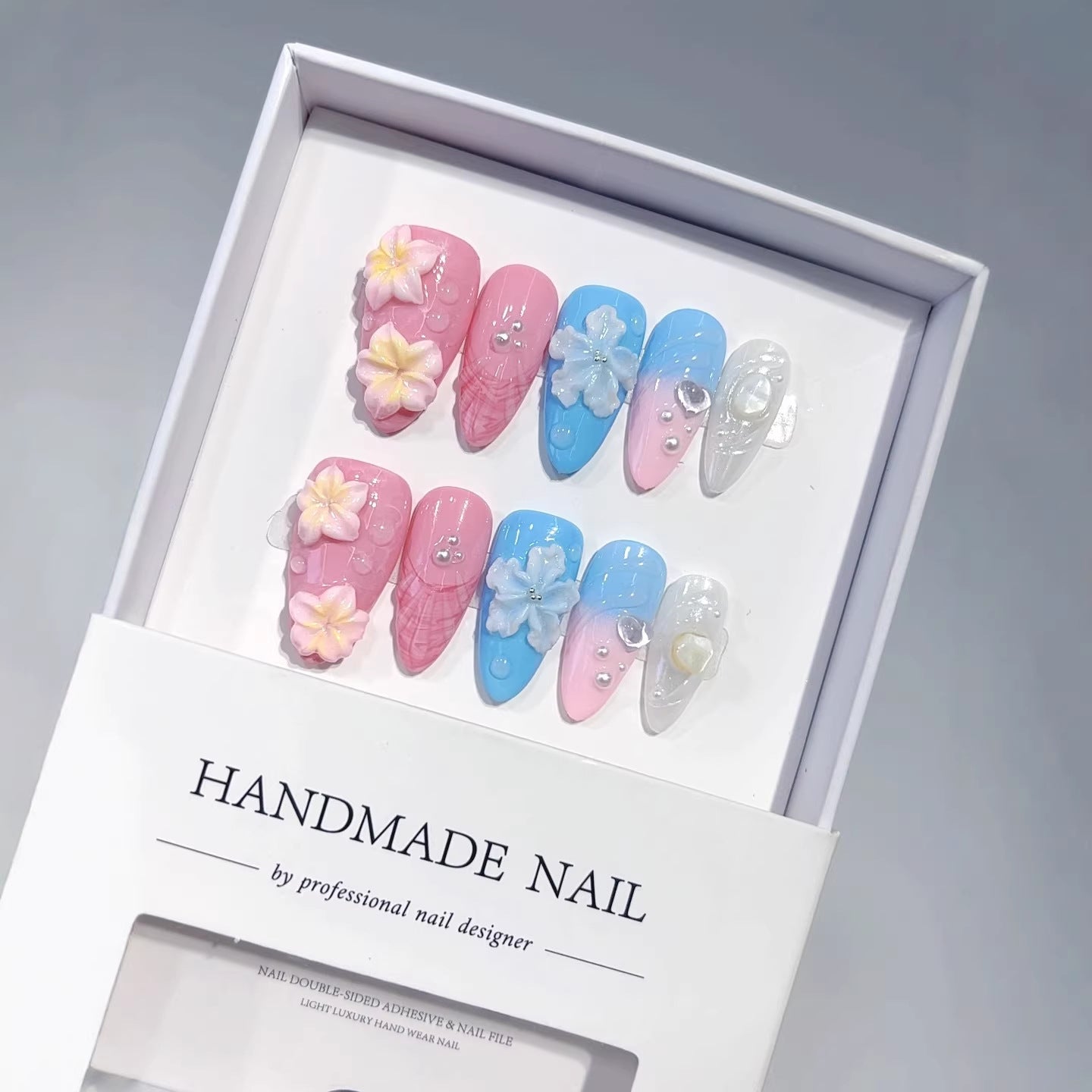 Mermaid Garden: "Seashell & Floral" – Almond Press-On Nails