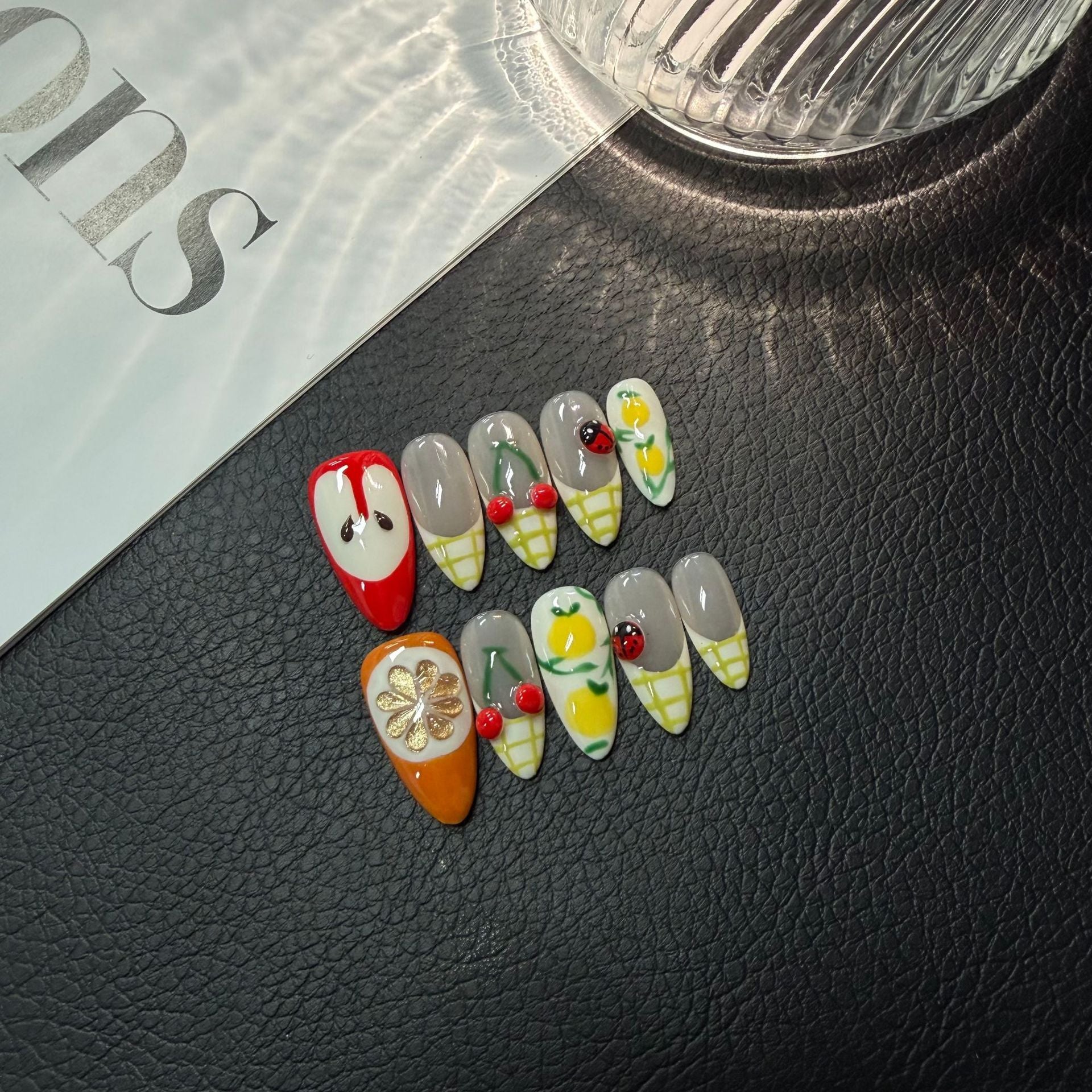 365nails: "Fruit Salad" – 3D Cherry Handmade Almond Nails