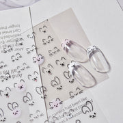 365nails: 귀여운 토끼 & 고양이 얼굴 엠보싱 세트 — 네일 스티커