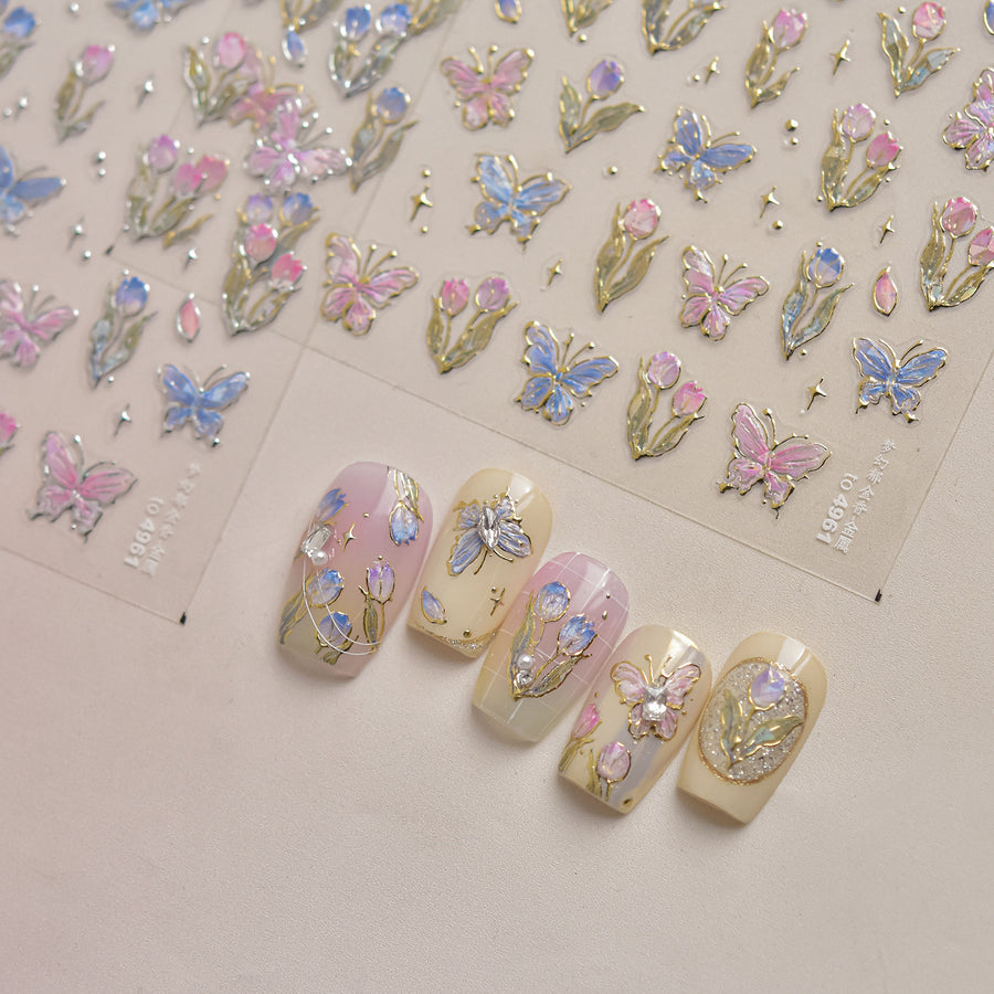 365nails: "iridescent tulip & butterfly" – Nail Art Stickers