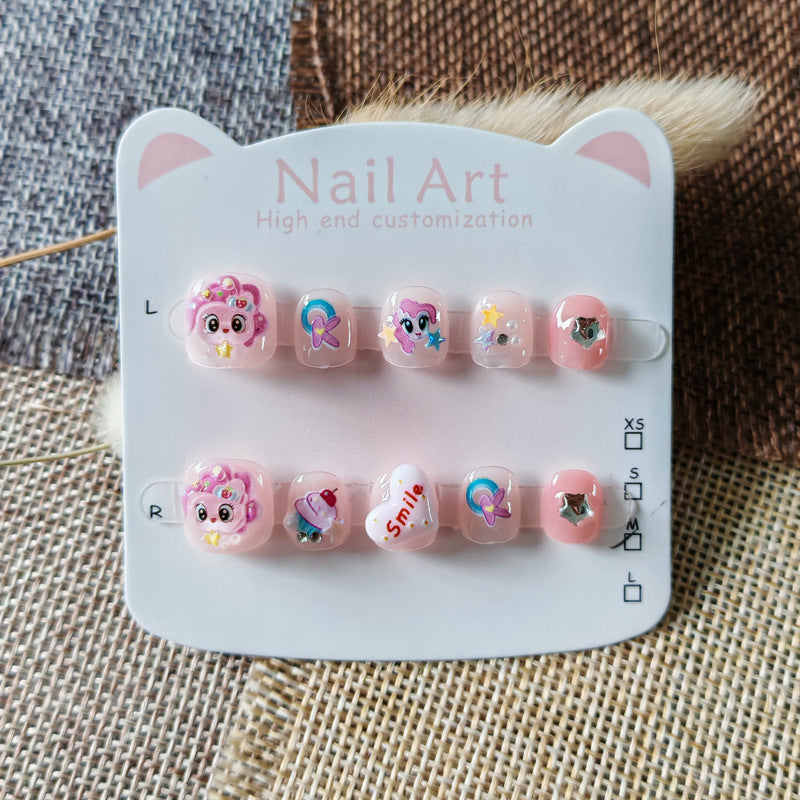 365nails：「小馬夢幻」—手工製可愛短款橢圓形穿戴甲，卡通人物圖案