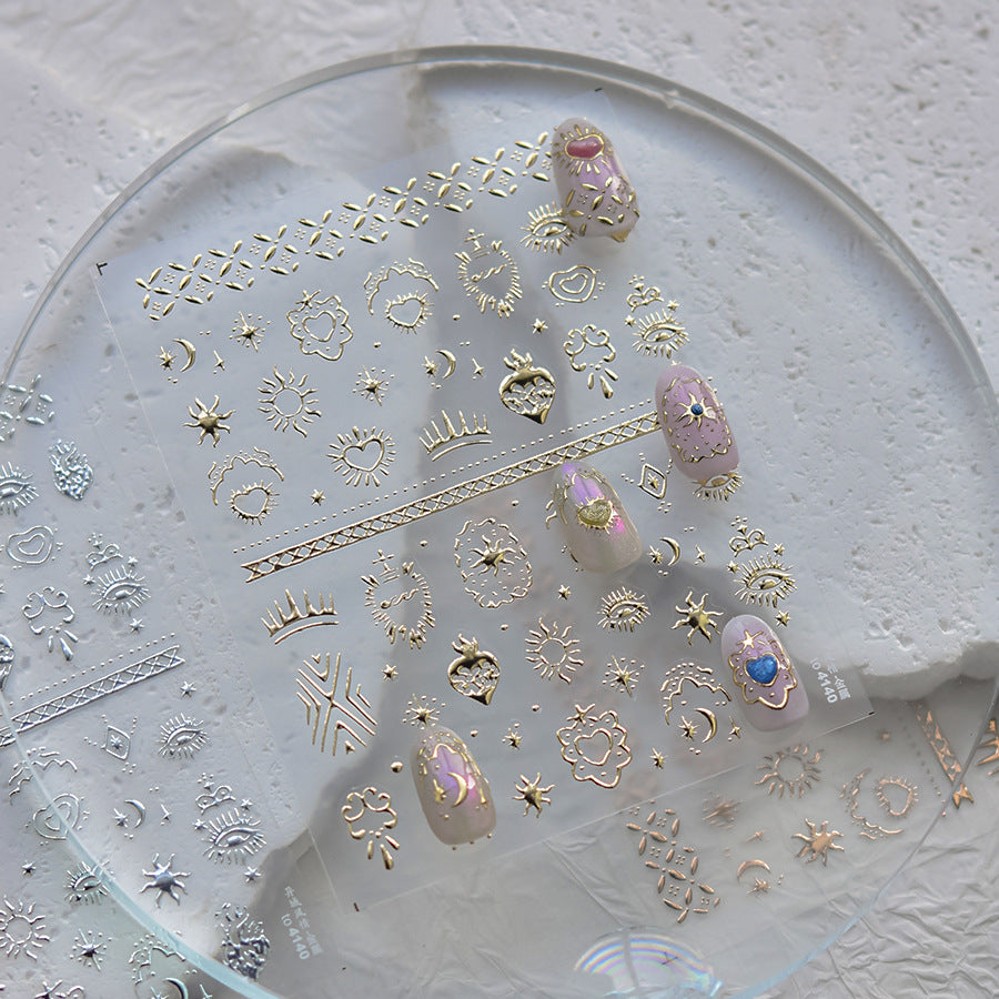 Rose Gold Sacred Symbols: "Mystic Boho Charm" – 5D Embossed Nail Sticker