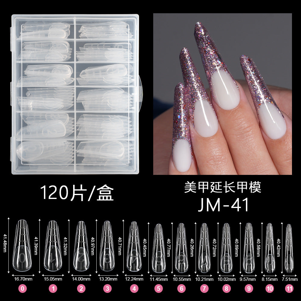 水晶甲模 法式美甲附刻度 無紙托 快速照光 延長甲片 120片 批發甲膜 (MOQ=3)