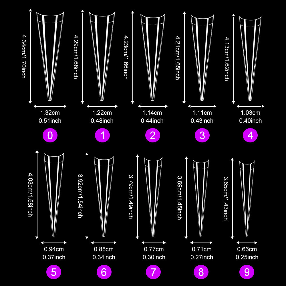 Nail Tips long-pointed semi-sticker nail piece,  triangular pointed transparent fake nail patch French pointed nail piece (MOQ=3)