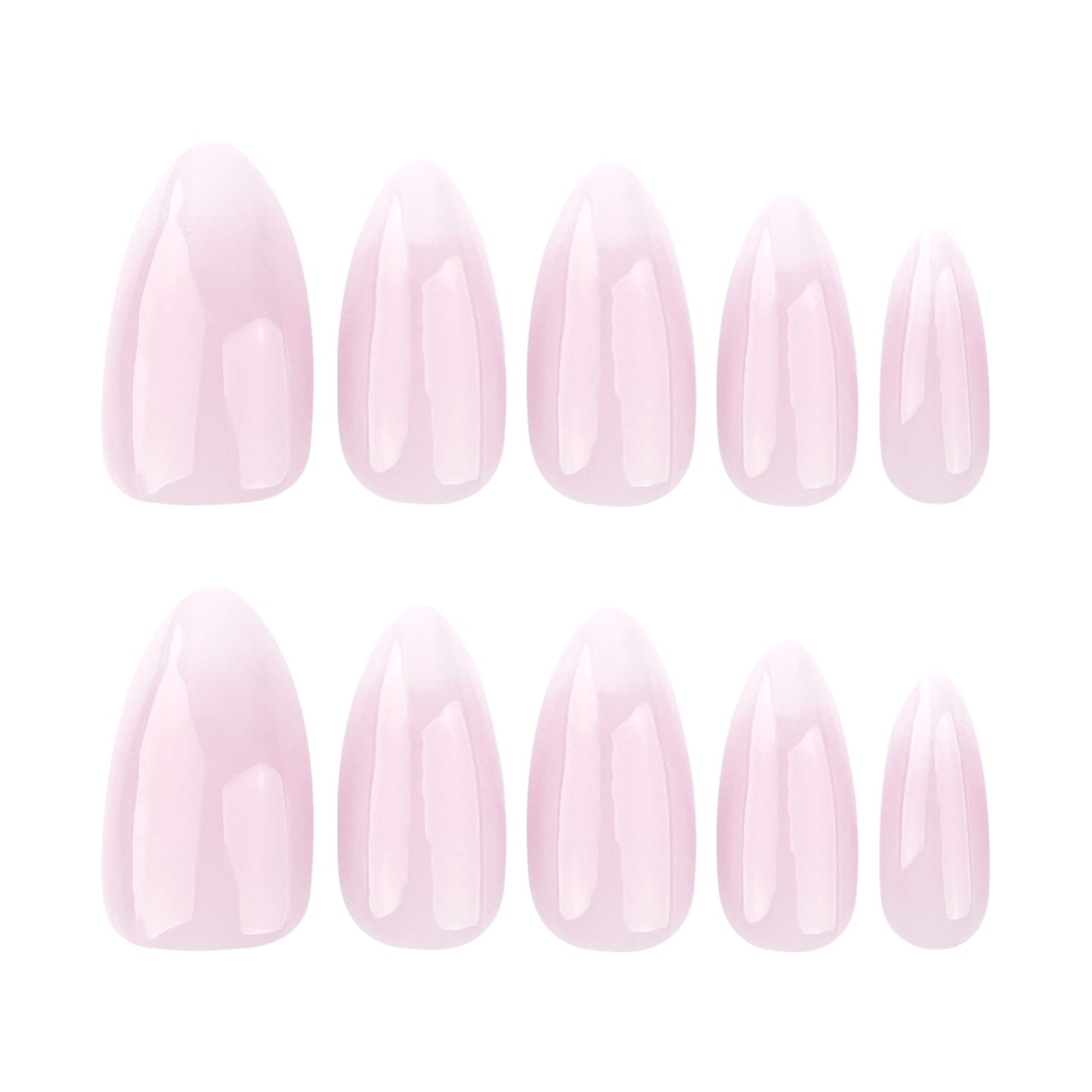 Peça de unha vestível com mudança gradual rosa e branca, minimalista, destacável, arte de unha curta amêndoa, repetível, atacado ｜365nails